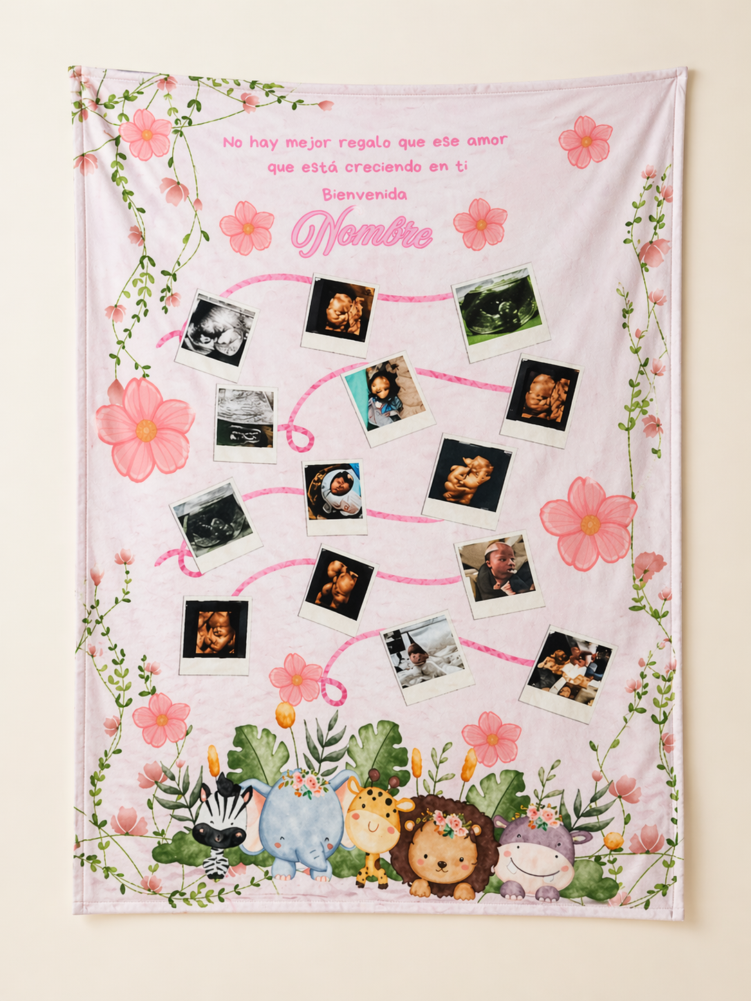 Cobija para bebe con 14 fotos y nombre