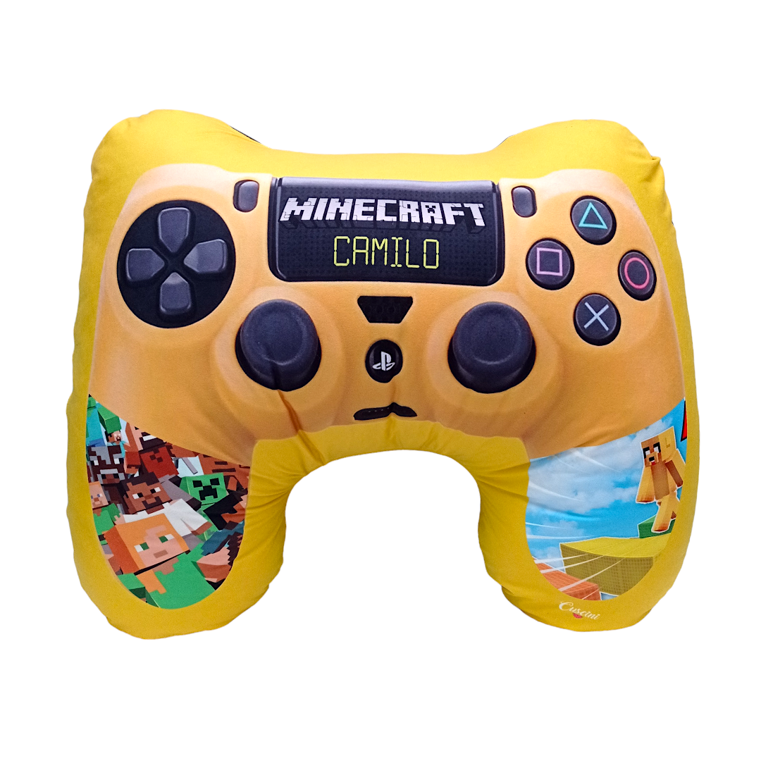 Cojin Forma Control Video juegos minecraft amarillo