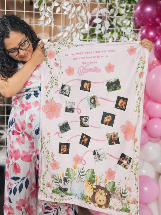 Cobija para bebe con 14 fotos y nombre